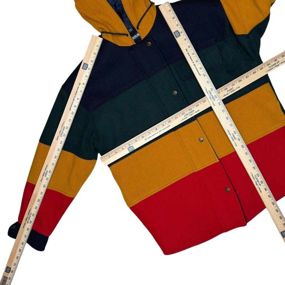 Vintage 90s Bebe Furrina‎ Jacket Mens S Wool Primary Color Block Outerwear